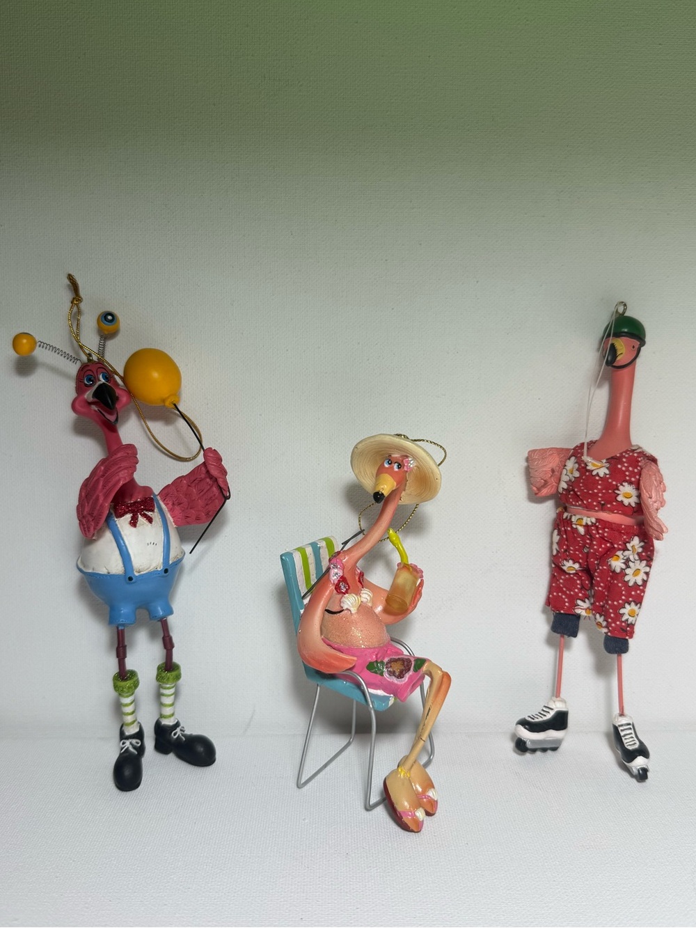 Flamingo Ornament Lot of 3 Seasons of Cannon Falls Ornaments EUC Whimsical Beach